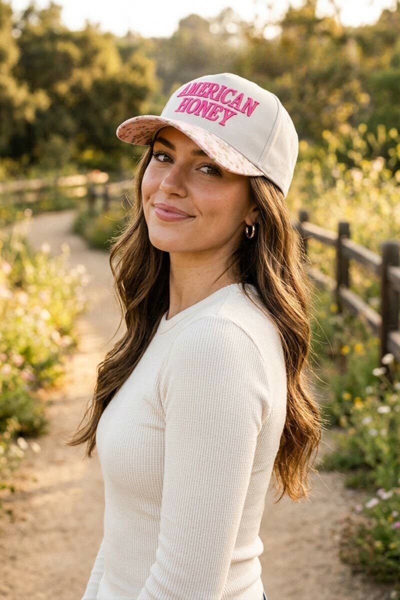 American Honey Two Tone Canvas Cotton Cap  Zenana : CAMO/ OS