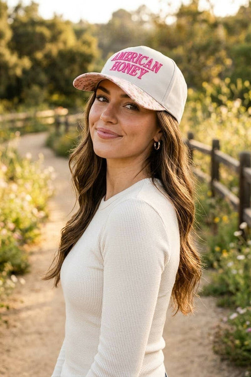 American Honey Two Tone Canvas Cotton Cap  Zenana : CAMO/ OS