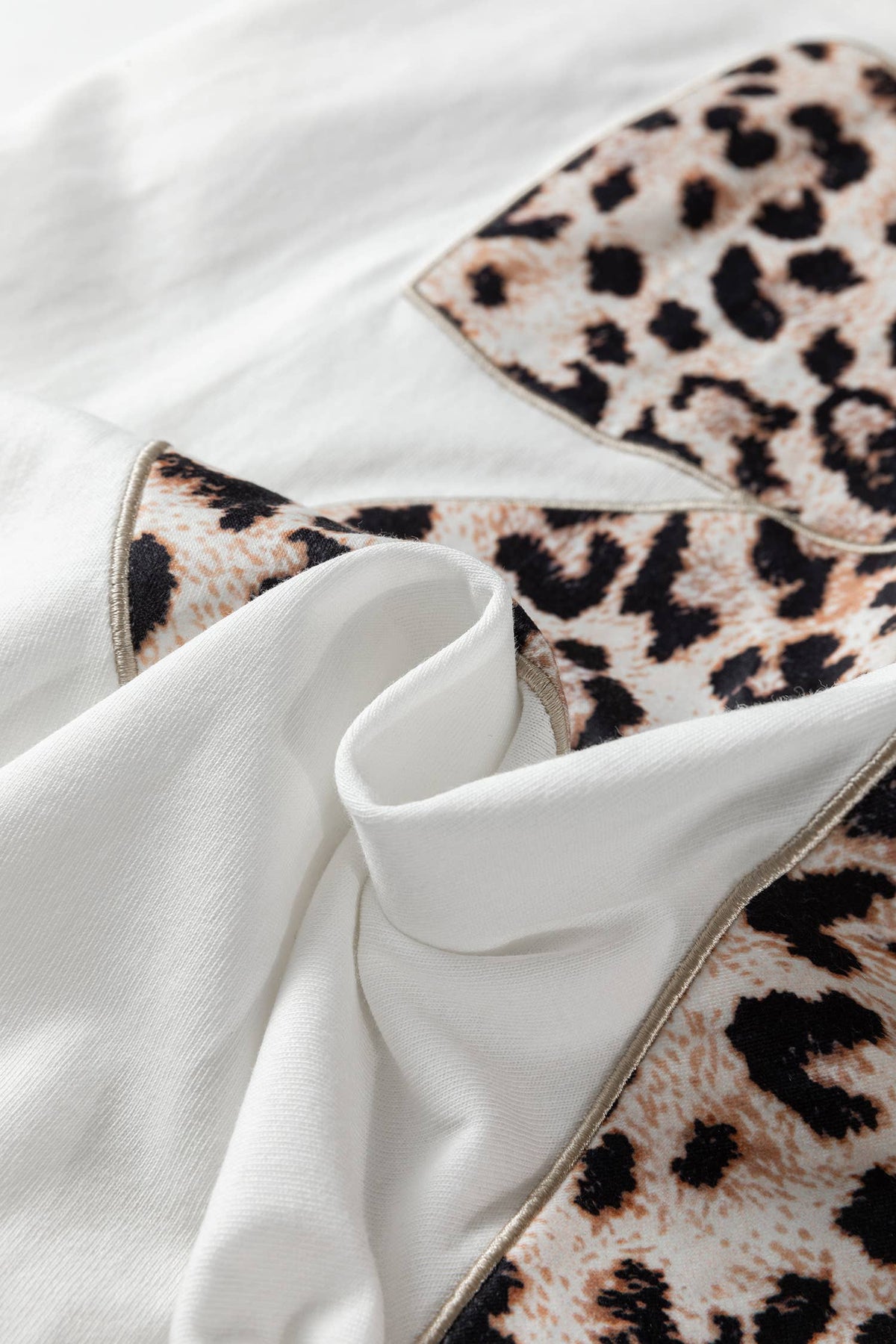 Leopard Bow Embroidered Cotton T Shirt : White / S - 3X