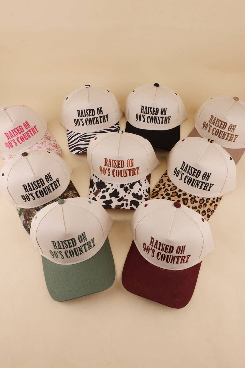 Zenana Raised On 90's Country Two Tone Snapback Hat Zenana : COW- / OS